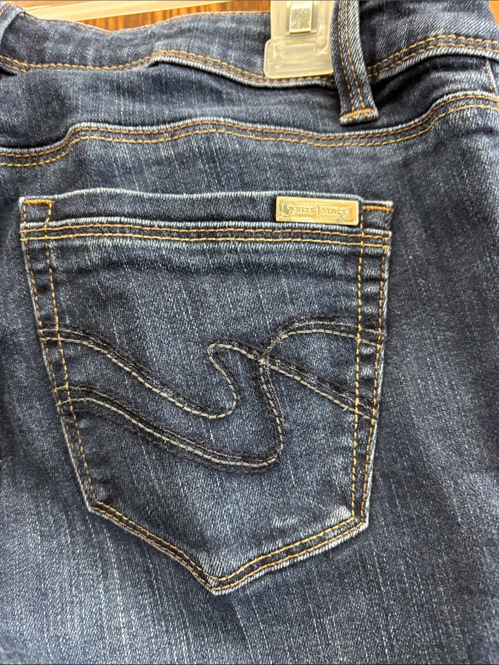 White House Black Market Dark Blue Flare Jeans - Picture 6 of 6